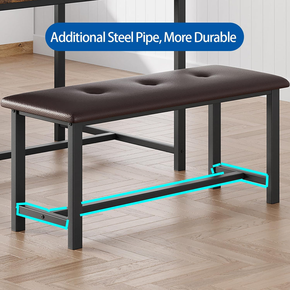 GarveeHome Dining Table Set for 4, Kitchen Table with 2 Upholstered Benches, ...