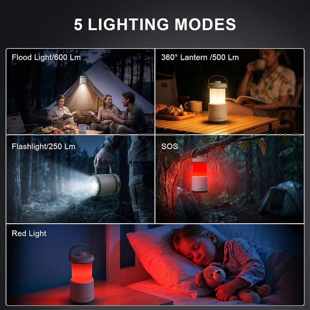 Dawnrise Rechargeable LED Camping Lantern, 5-in-1 Tent Light with 750Lm