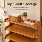 Vertical Wooden Shoe Rack Tower - 7 Tier Tall Organizer for Entryway | Freestanding Floor, Top Shelf Storage, Closet & Bedroom & Small Space Use