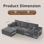 Modular Sectional Couch Modern 108" L Shaped Boneless Cloud Couch with Deep Seat, Sectional Sofa for Living Room Bedroom Apartments Dorms, No Assembly Required, Dark Grey