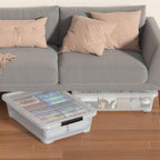 20 Quart Clear Plastic Under Bed Storage Boxes, Set of 3 Wheeled Underbed Storage Containers