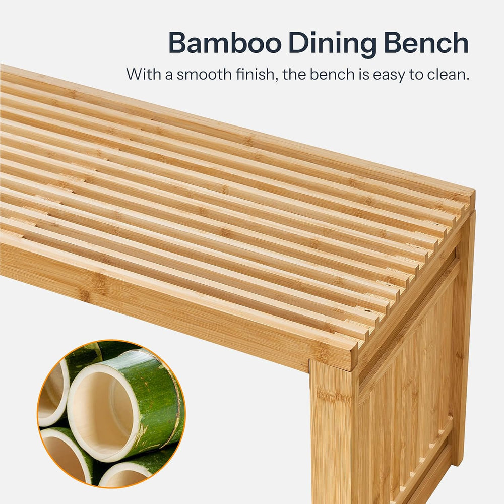 HOOBRO Bamboo Dining Bench, 35 inch Farmhouse Kitchen Table Bench, Solid Bamb...