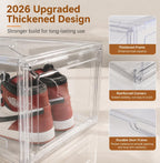 Clear Shoe Storage Box, 2026 2nd Gen Thickened Hard Plastic Stackable Organizer with Magnetic Door, Folding Shoe Rack for Closet, Large Sneaker Display Case for Sneakers and Ankle Boots,1 Pack