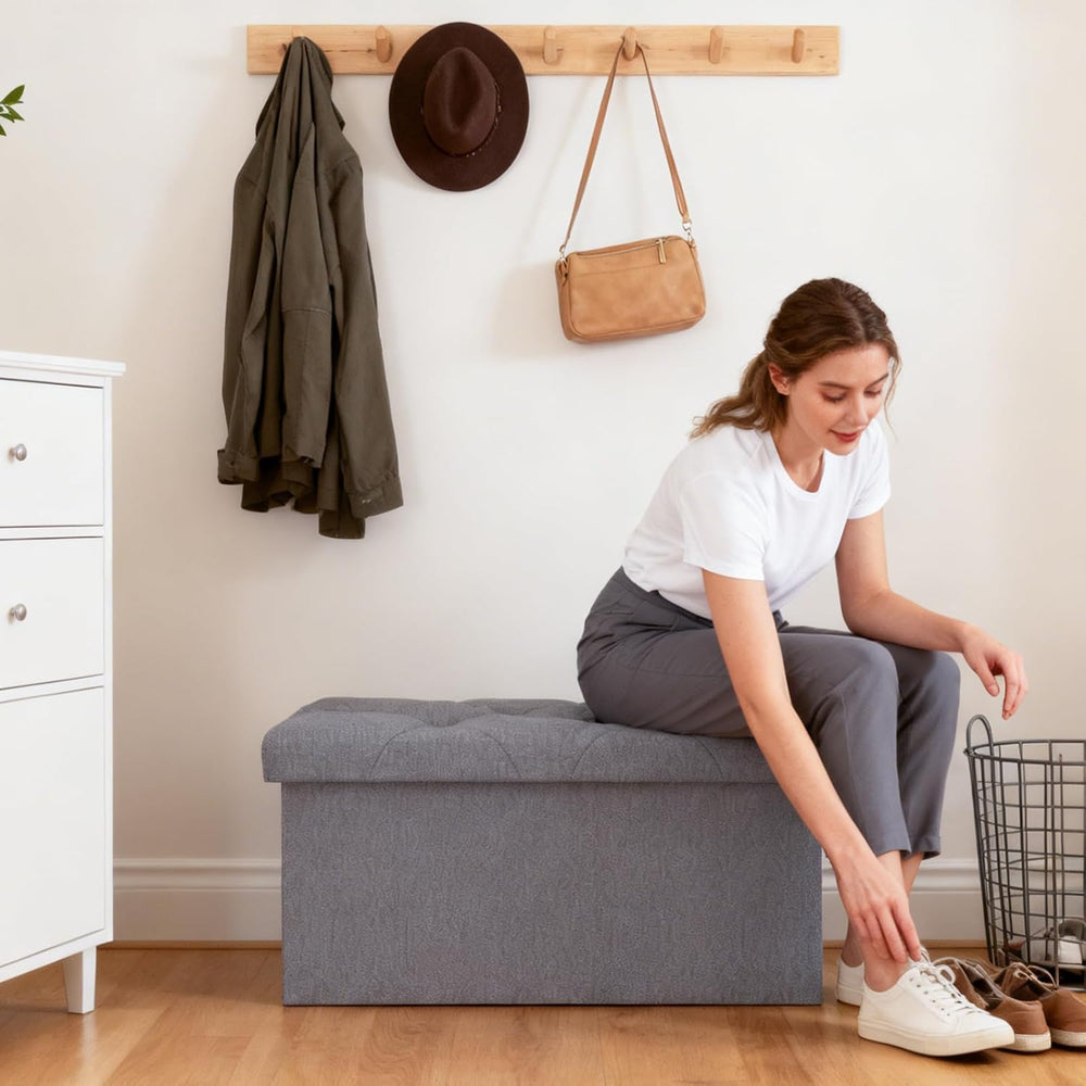 Folding Ottoman with Storage Bench,Storage Ottoman Bench,30 Inches Ottoman Fo...