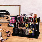 Barelove Velvet Bracelet Holder with 3 Tier Rack, Black T-Bar Storage Organizer Detachable Display Stand for Necklace Watch Bangles Bracelets Scrunchies Organization Showcase