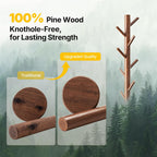 AMADA Solid Wooden Coat Rack Freestanding with 8 Hooks, Walnut | 100% solid wood, 3 height options, widened base for stability, tool-free assembly, smooth rods & hooks prevent clothing snags
