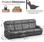 Recliner Sofa, Massage Flip Back Reclining Sofa 4 Seater Sets Heavy Weight Capacity, RV Loveseat Clearance, Recliner Couch with Storage, Cup Holders, Wall Hugger Couches for Living Room