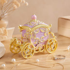 Retro Carriage Jewelry Trinket Box Enamel Ring Hold Boxes Hand-Painted Vintage Ornaments Craft Gift for Women Girls (Purple)