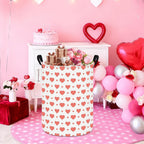 QUEENLALA Large Foldable Round Storage Basket Laundry Hamper, Pink Heart | 19.7"H x 15.15"D, waterproof & easy wipe. Folds flat to save space. Ideal for bedroom, bathroom, closet
