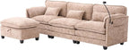 Ball & Cast Modular Sectional Sofa,L Shaped Couch with Movable Storage Ottoman,Chenille Upholstered Sofa W/USB Charging Port,Phone Holder and Side Pocket,for Living Room,Apartment,Khaki,109"