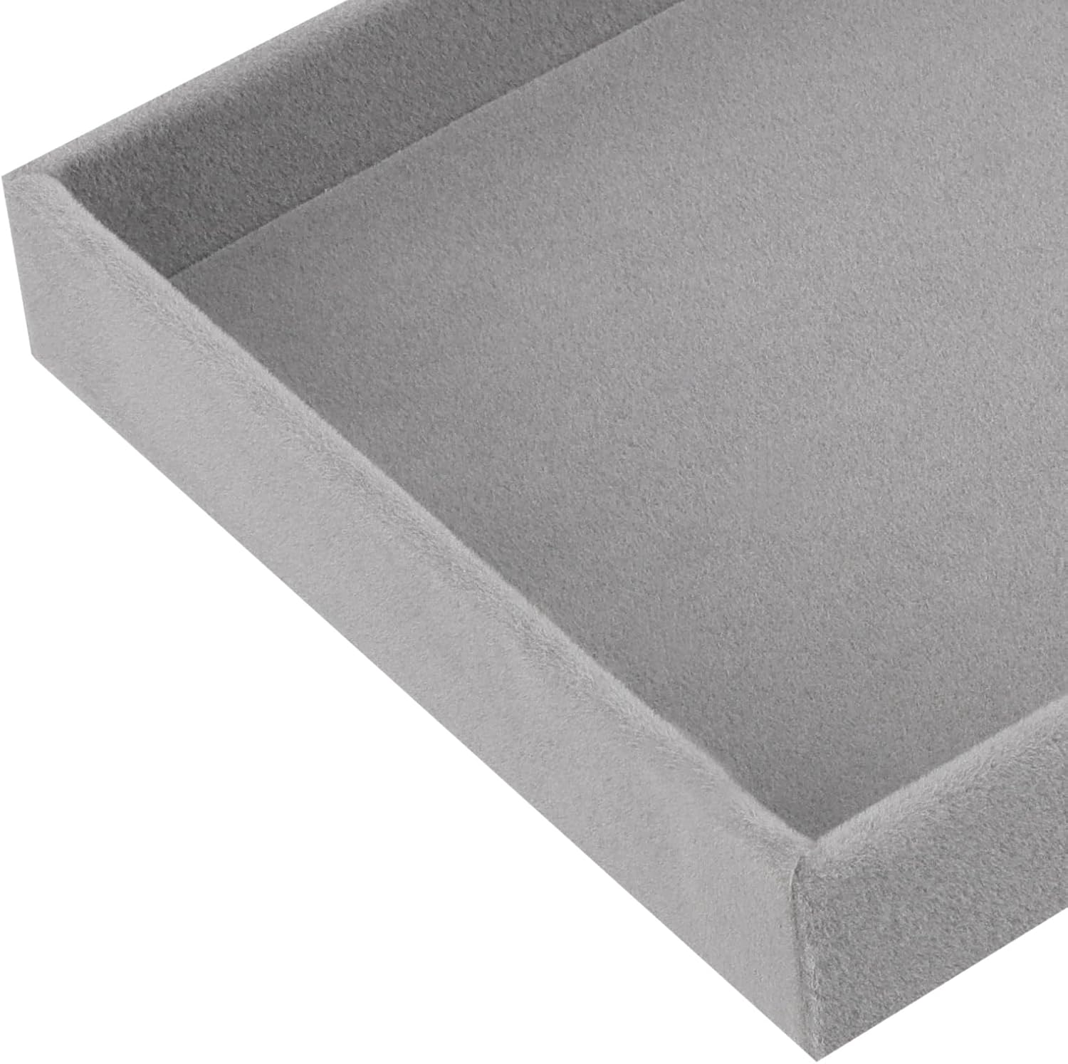 JEUIHAU 15 Pack Velvet Jewelry Organizer Trays, 8.3 x 5 Inch Stackable Drawer Inserts, Jewelry Storage Trays for Earrings Rings Necklaces, Gray