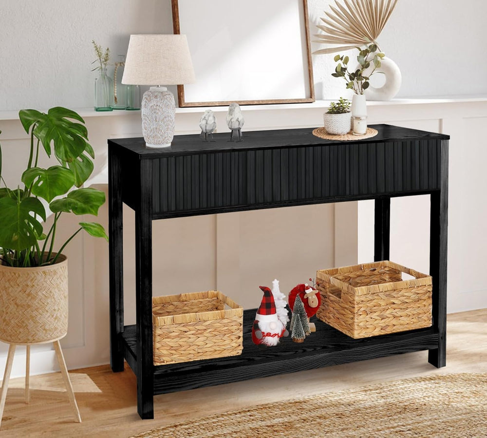 Fluted Console Table, Long Console Tables for Entryway 48" Vanity Desk, ...