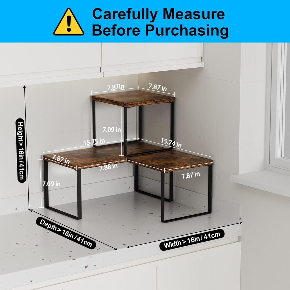 Golener Countertop Organizer Corner Shelf, 2 Tier Adjustable Stackable Corner...