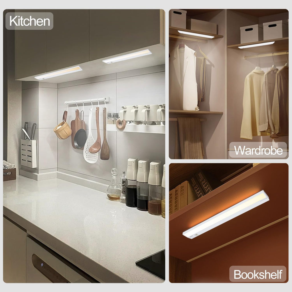 Ansen 3Packs of Under Cabinet Lights for Kitchen, 12in 10W 666LM, Dimmable Hardwire Led Light for Closet, CRI>92, R9>90, 3 Color Temperature, 3000K/4000K/5000K(Warm White, Cool White, Daylight)