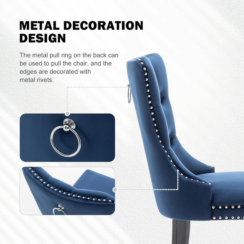 Hixkol Velvet Dining Chairs Set of 4,Upholstered Dining Chairs with Ring Pull...