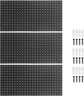 3Pcs Metal Pegboard Panels, 24x12inch Steel Black Pegboards Wall Organizer, 130lbs Heavy Duty Peg Board for Walls Home, Garage Tool Storage, Office Organization