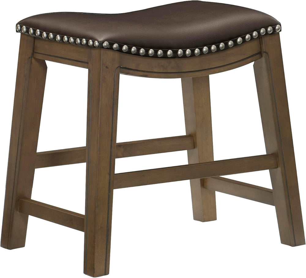 Lexicon Ordway Solid Wood Dining Height Stools - Saddle Table Height Stools f...