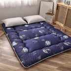 MAXYOYO Japanese Floor Mattress Futon Mattress, 4" Thicken Tatami Mat Sleeping Pad Foldable Roll Up Mat Boys Girls Dormitory Pad Kids Floor Lounger Pillow Bed, Charcoal Grey, Queen Size
