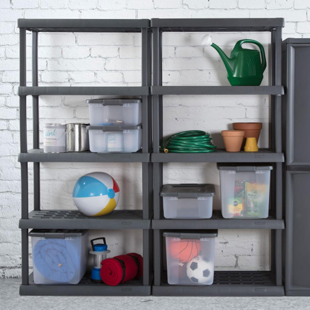 Sterilite 3-Pack 5 Shelf Unit, Heavy-Duty Shelving Storage Rack for Home and Garage, Gray - Multipurpose Plastic Organizer Shelves for Smart Organization