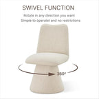 Swivel Dining Chairs Set of 4, Modern Upholstered Dining Chair Mid Century Kitchen Chairs with High Back, 360 Degree Rotating Vanity Chair for Dining Room, Bedroom, Farmhouse, Sand