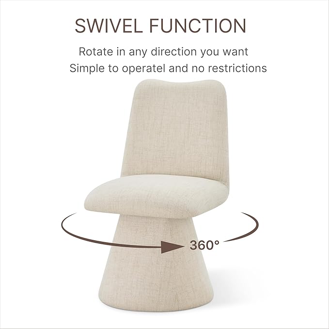 Swivel Dining Chairs Set of 2, Modern Upholstered Dining Chair Mid Century Ki...