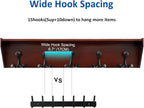 WEBI Wall Shelf with Hooks Underneath,35” Long Wall Mounted Coat Rack with Shelf,Entryway Coat Rack with 5 Triple Hooks for Hanging Coats,Jacket,Hallway,Bedroom,Mudroom,Cherry