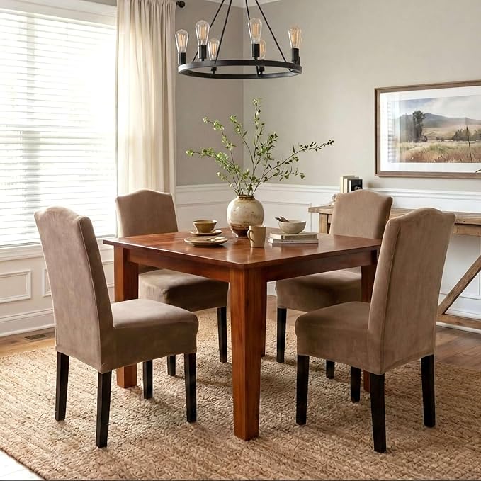 H.VERSAILTEX Velvet Dining Chair Covers Stretch Chair Covers for Dining Room ...
