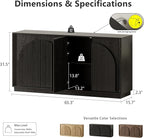 WIN2WIN 65" Fluted Sideboard Buffet Cabinet with Storage, Modern Credenza with Double-Layered Arch Doors, Wood TV Media Console Table Accent Cabinet for Living Room Dining Room Hallway Entryway, Black