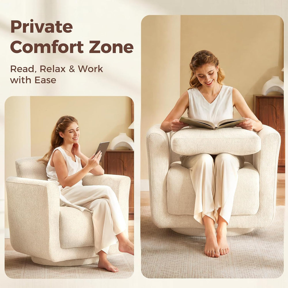 Swivel Accent Chairs Set of 2, Fully Assembled Chenille Armchairs, Linen | 36...