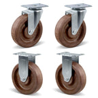 5" Hi-Temp Glass FiIled Nylon Casters, Heavy Duty Casters Set of 4, Industrial Caster Wheels for Commercial Kitchen, Bakery - 2800 lbs Capacity(2 Swivel & 2 Rigid)