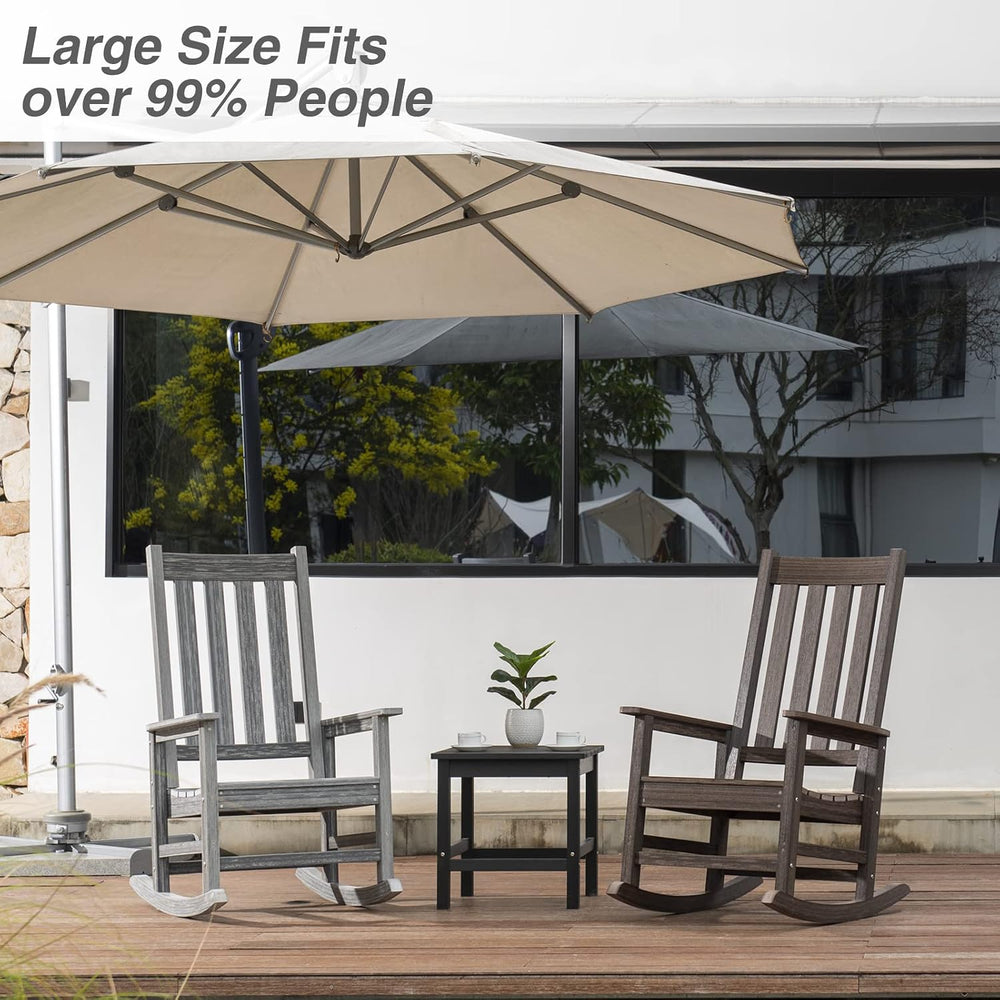 Oversized Outdoor Rocking Chair, HDPE 350lbs Heavy Duty Porch Rocker with Hig...