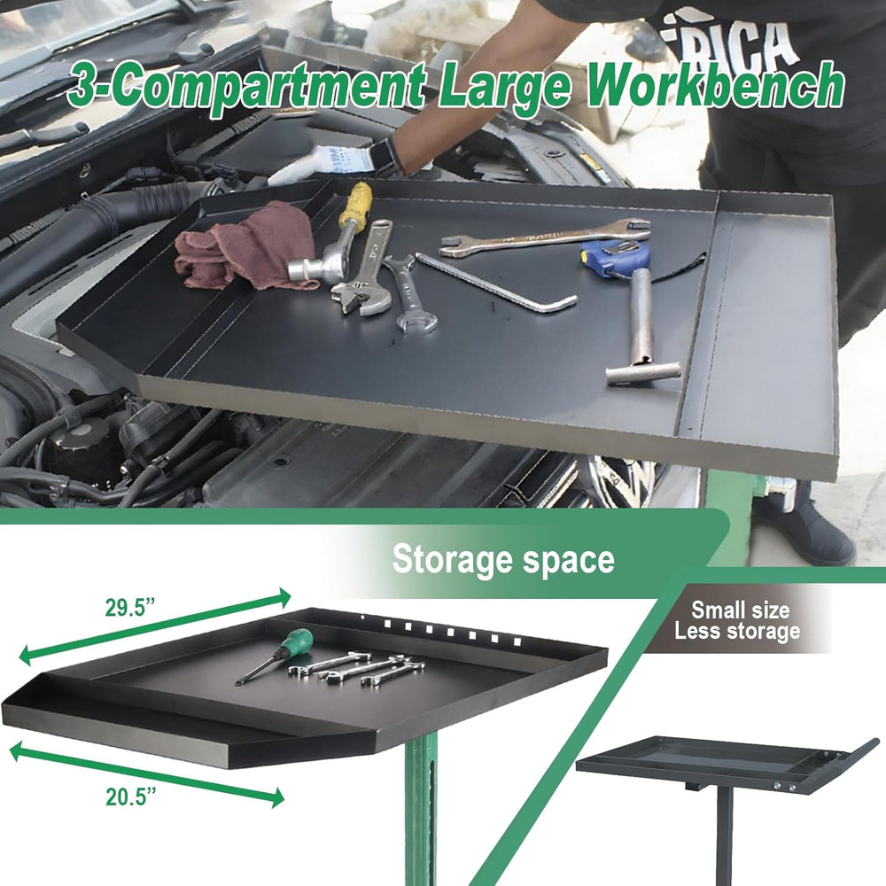 Adjustable Height Mobile Work Table, Foldable Table with Heavy Duty Steel, Ro...