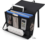 Bedside Storage Organizer with Power Strip Holder and Adjustable Straps Bed Hanging Bag for Home Bunk Bed Dorm Sofa (Black)