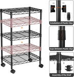Small 3 Tier Shelves Storage Wire Shelving Unit Metal Shelf Adjustable Organizers Storage Shelving with Wheels for Bathroom Laundry Room Kitchen Pantry12”D x 18”W x 30.7”H Black