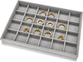 24 Grids Jewelry Tray Earring Organizer Tray Ring Earrings Holder Jewelry Drawer Organizer Storage Display Holder (Grey)