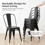 Devoko Metal Dining Chair Set of 4, 18 Inch Seat Height Chair, Stackable Classic Trattoria Metal Chairs 300 Weight Capacity for Indoor Outdoor Home Kitchen Patio Cafe Restaurant Use