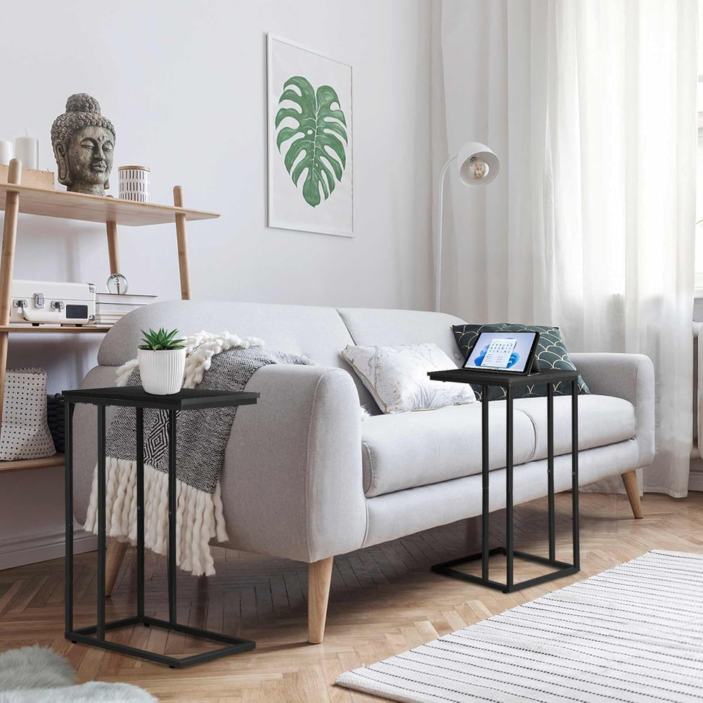 C Shaped Side Table Set of 2, Skinny Sofa Table for Sofa and Bed, Couch Table...