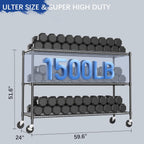 Heavy Duty Shelving, 51.6" H Garage Shelving Unit with Wheels, 3-Tier Garage Storage Shelves Metal Shelves Rack, Adjustable Industrial Shelving for Warehouse Storage, 60" W x 24" D x 51.6" H, Black