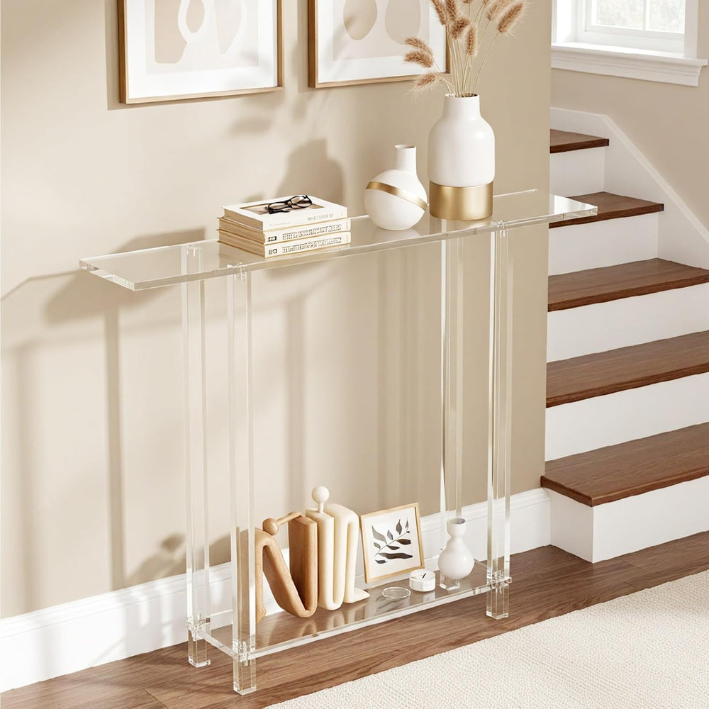 VEVOR Acrylic Narrow Console Table for Entryway, Clear Skinny Entry Side Tabl...