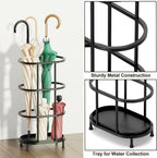 Alyoen Umbrella Stands for Entryway, Large Metal Umbrella Holder 6.89 x 10.8 x 21.34 Inches with Adjustable Feet, Decor Freestanding Elliptical Openwork Umbrella Rack for Home Office