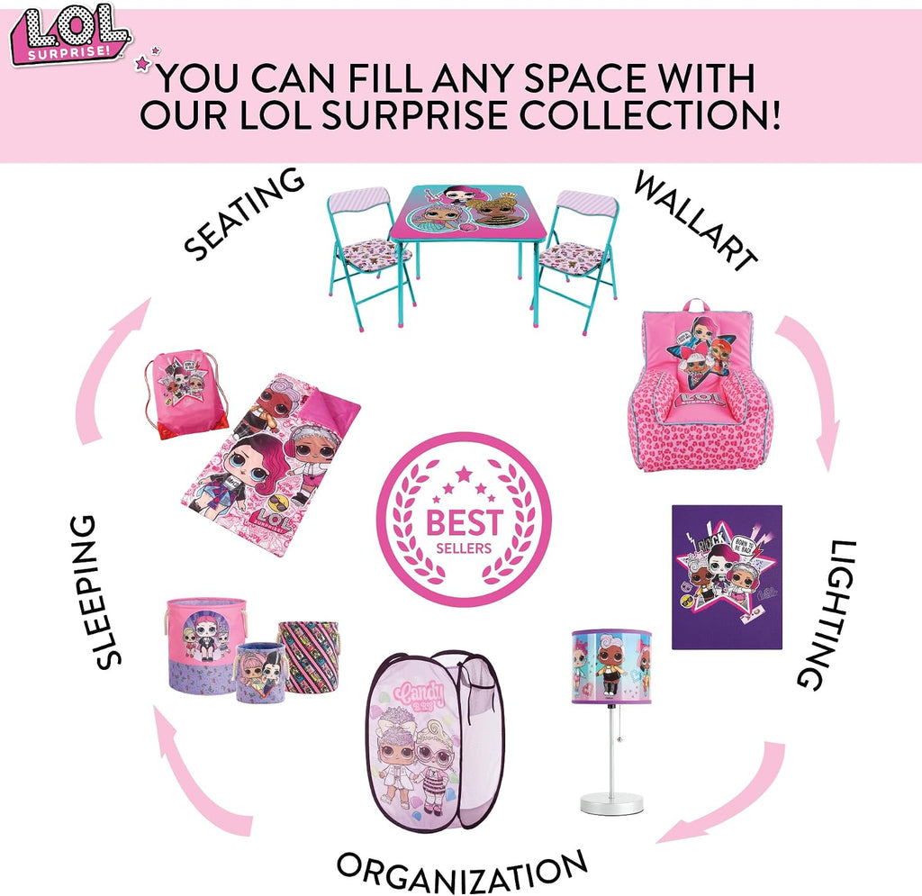 LOL Surprise Kids Table and Chair Set,3 Piece Square Activity Table with 2 Chairs for Toddlers & Children, Ages 3+