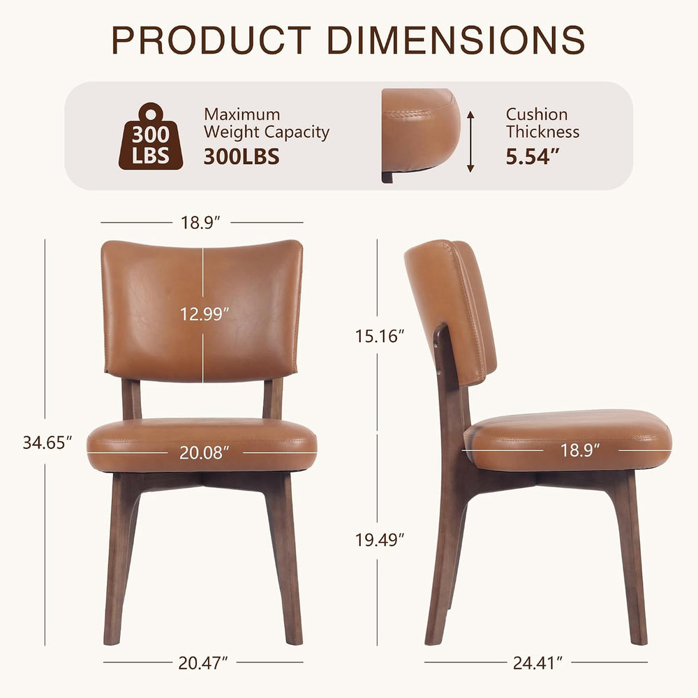 YOUNIKE Wooden Dining Chair, Faux Leather Upholstered Dining Room Chair Kitch...