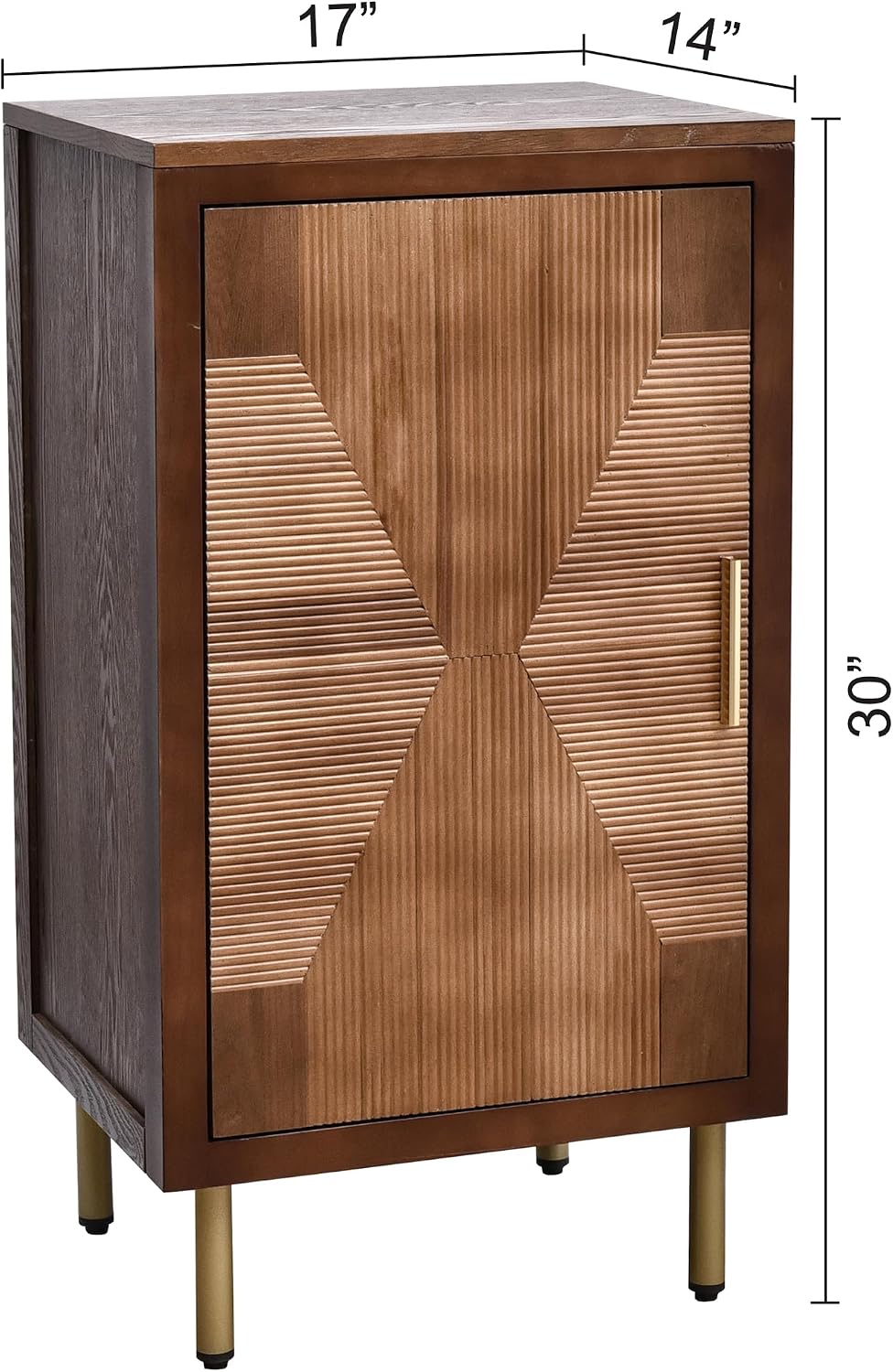 eHemco Modern End Table with Storage, Two-Toned Ribbed Parquet Design, 17 x 1...
