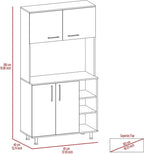 37.4" D*15.7" W*70.86" H Freestanding Kitchen Pantry with 2 Shelves, 2 Double Doors, Rectangular Storage Cabinet, Modern Minimalist, for Living Room, Dining Room, White