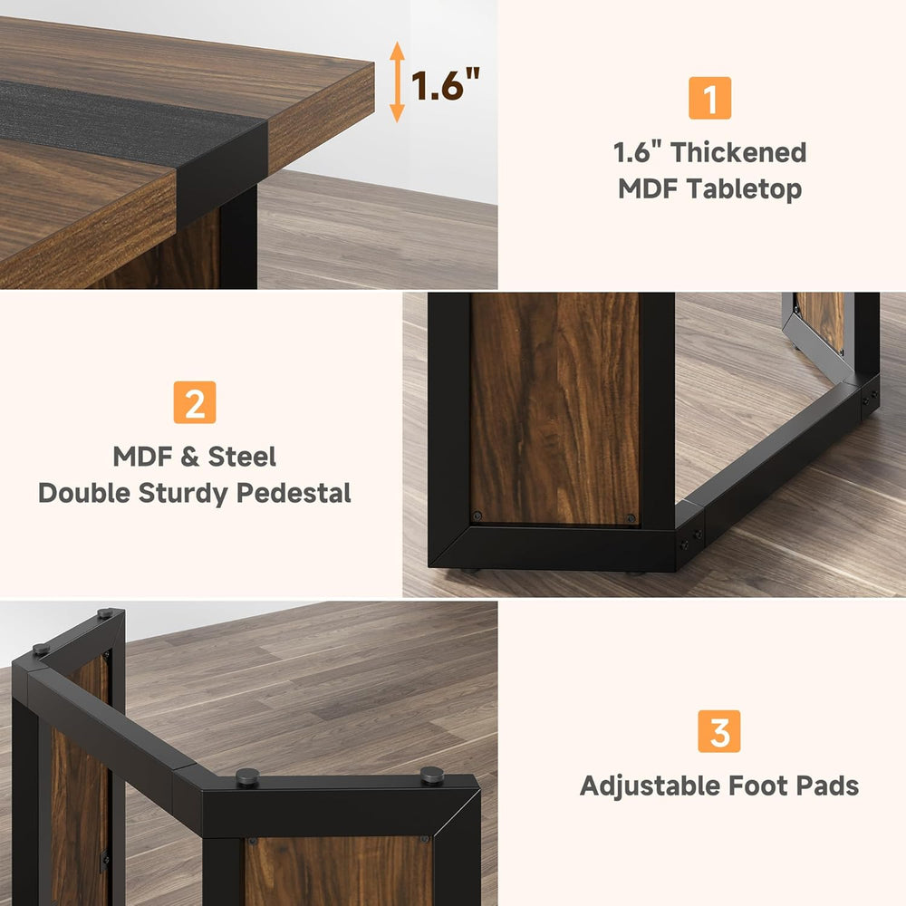 knoworld Rectangular Industrial Dining Room Table for 8 People, 71" Long...