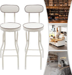 2PCS Folding Bar Stool with Back,Cushioned Padded Folding Stool,Tall Foldable Stools,Portable Bar Collapsible Stools for Kitchen Island,Restaurant,Cafe Shop (White)