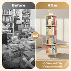 Wooden Rotating Bookshelf 360 Display Floor Standing Bookcase Storage Rack for Kids&Adults Multi-Functional Bookshelf Organizer (4-Tier)