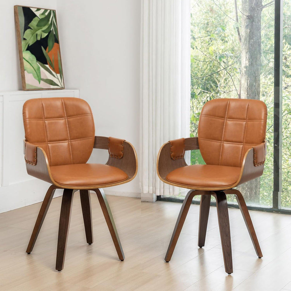 Mid Century Modern Swivel Dining Chair with Arms, Walnut Desk Chair | Walnut ...