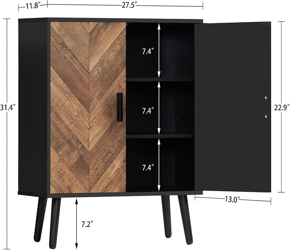 Iwell Storage Cabinet with 2 Shelves & Doors, Sideboard Buffet Cabinet wi...