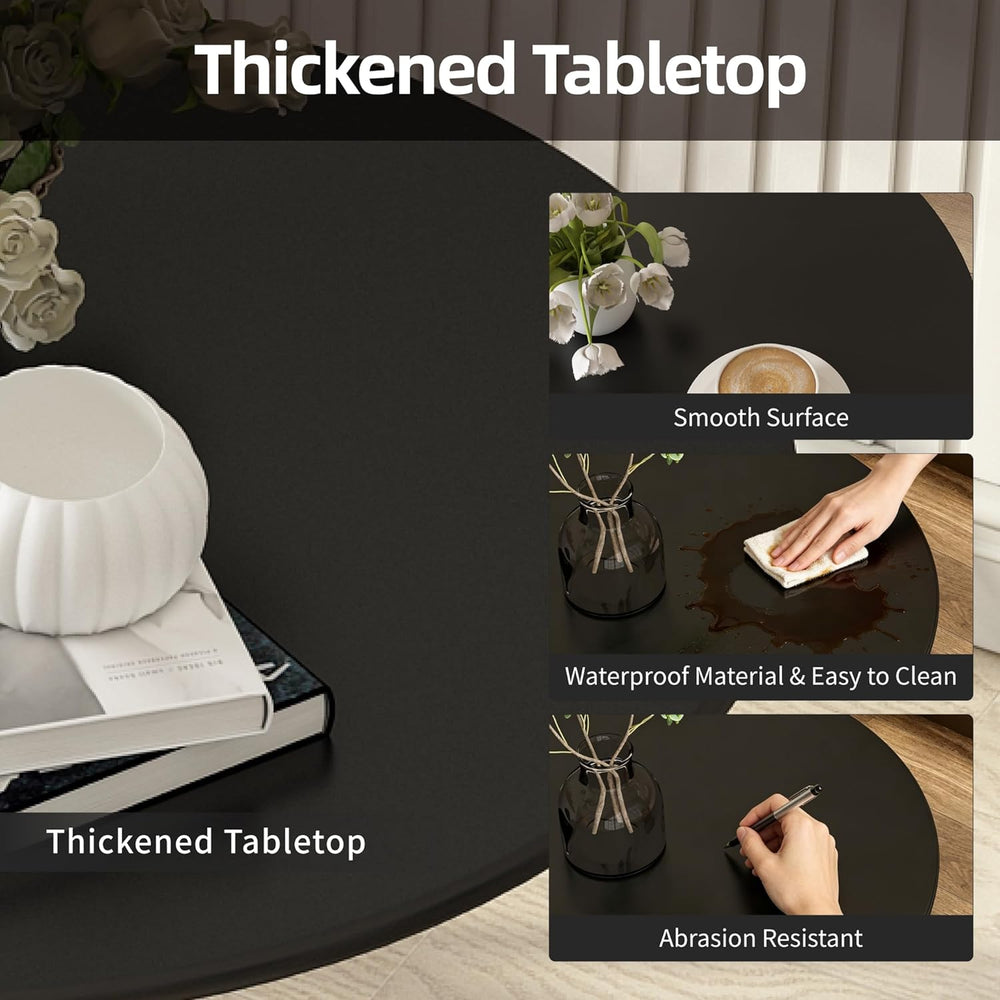 Round Dining Table 24" Circle Tulip Table with Metal Thickened Tabletop ...